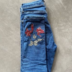 Topshop embroidered Jamie jeans